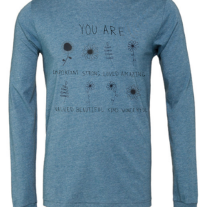 Inspirational Shirt With Flowers Blue Long Sleeve Shirt