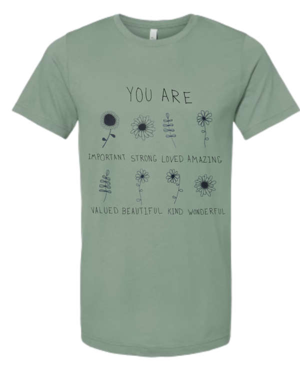 Inspirational Shirt With Flowers Green Short Sleeve Shirt