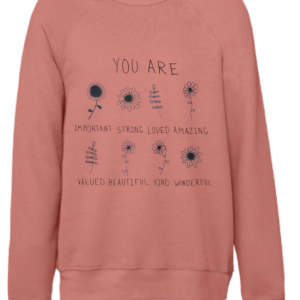 Inspirational Shirt With Flowers Mauve Crewneck Sweatshirt