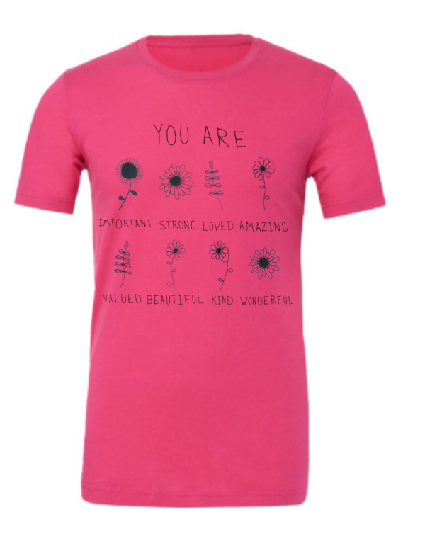 Inspirational Shirt With Flowers Pink Short Sleeve Shirt