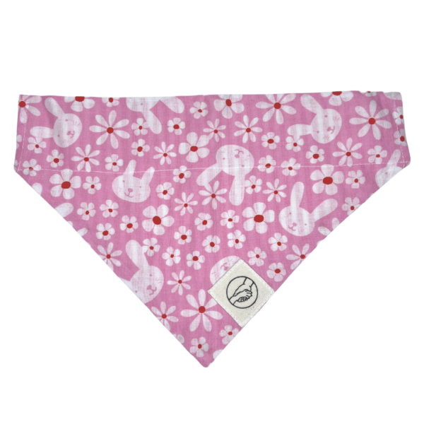 Pink Easter Bunny Reversible Slide On The Collar Pet Bandana