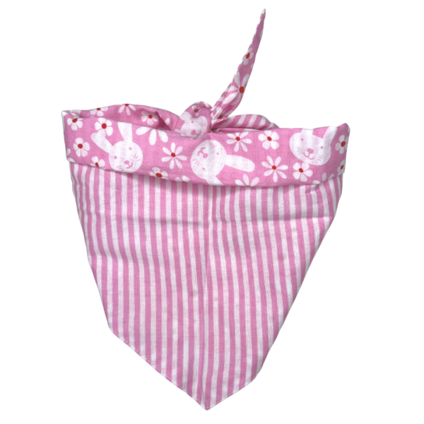 Pink Easter Bunny Reversible Tie On Bandana