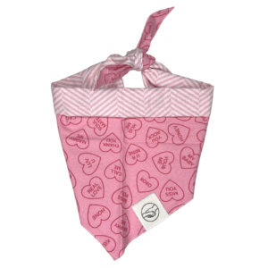 Pink Heart And Stripe Reversible Tie On Pet Bandana