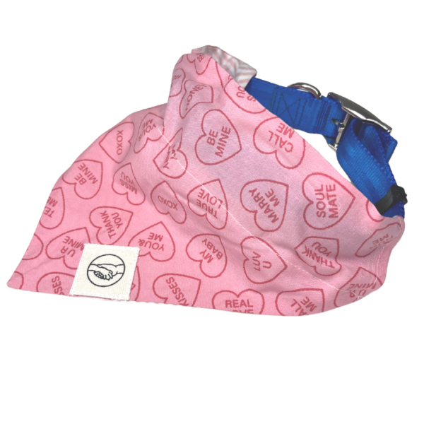 Pink Heart Reversible Slide On The Collar Pet Bandana