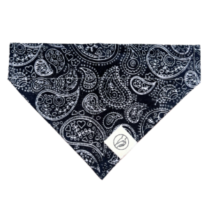 Black And White Paisley Flower Dog And Cat Bandana