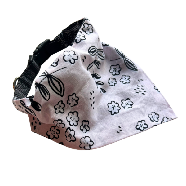 Black And White Paisley Flower Dog And Cat Bandana