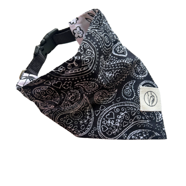 Black And White Paisley Flower Dog And Cat Bandana