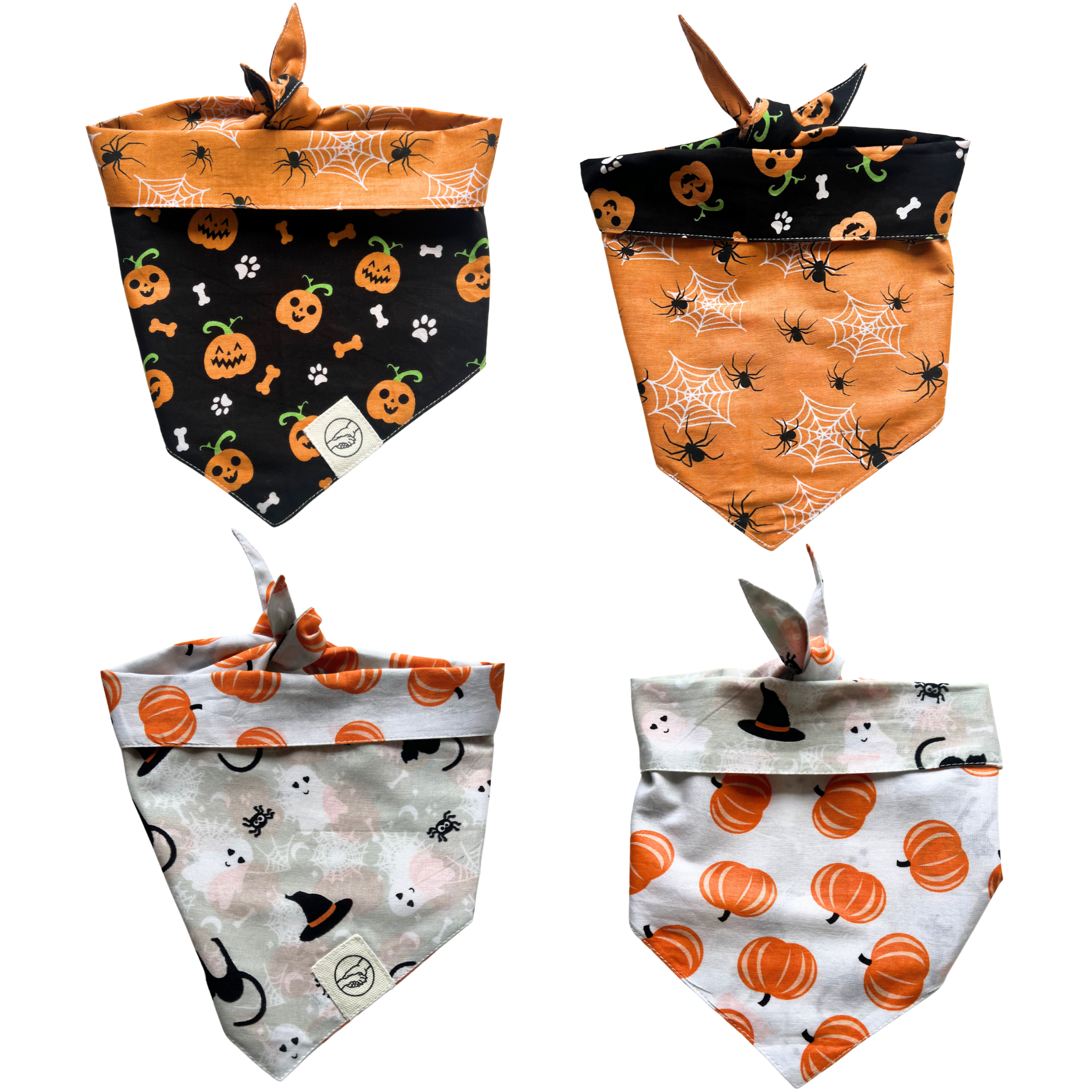 Halloween Reversible Tie On Pet Bandanas