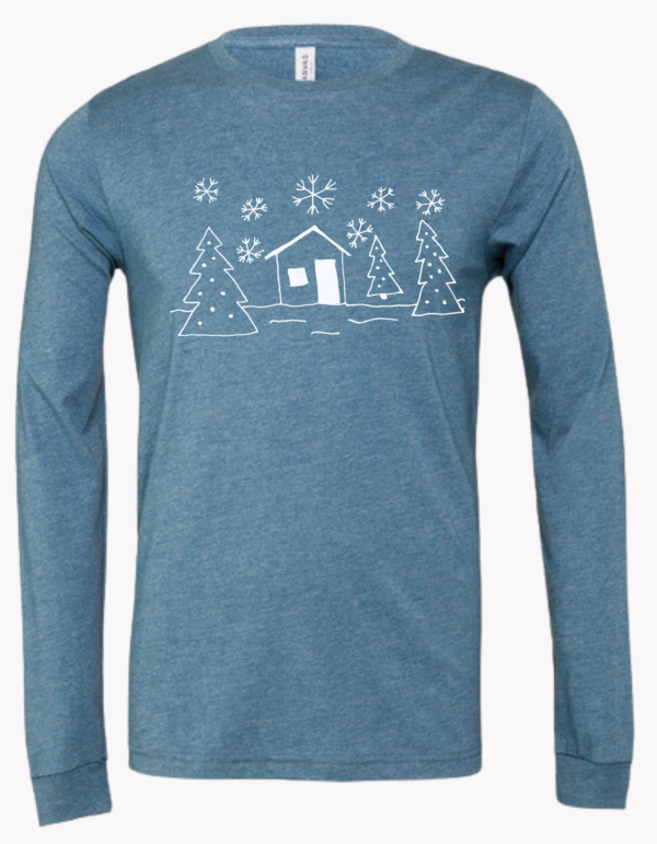 Deep Teal Blue Winter Long Sleeve Shirt
