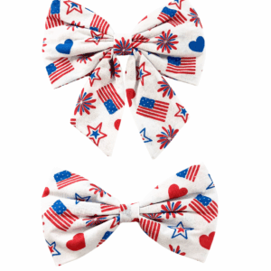 Fourth Of July Pet Bow Ties - Slide On The Collar - 100% Cotton - PAWfect For Your Pet