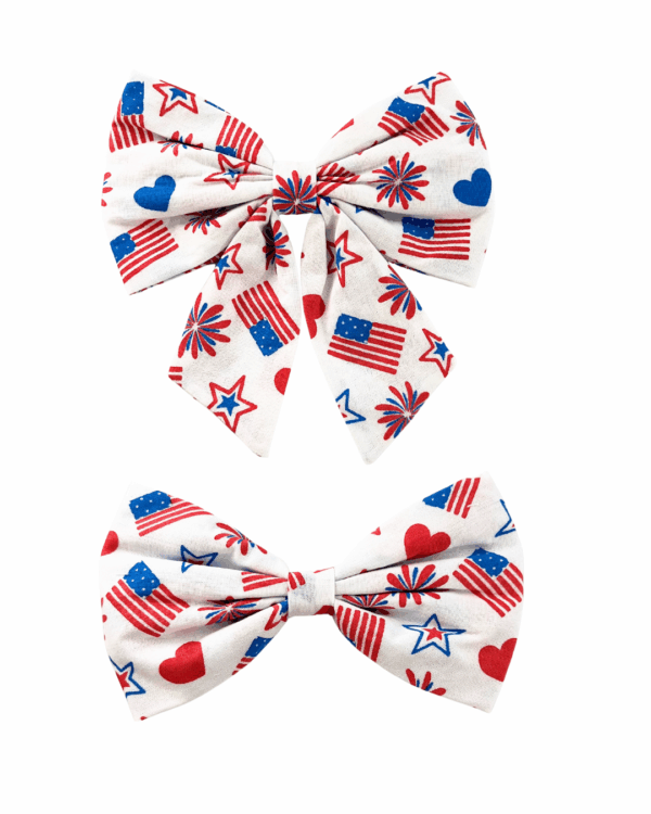 Fourth Of July Pet Bow Ties - Slide On The Collar - 100% Cotton - PAWfect For Your Pet