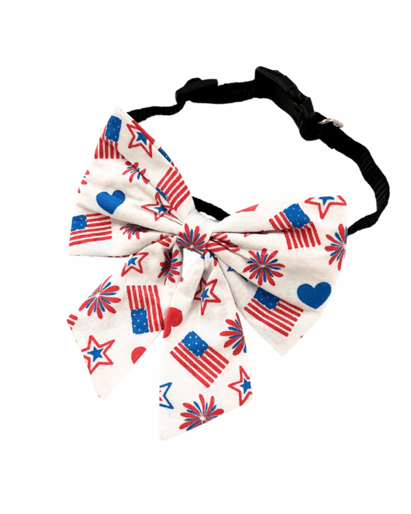 Fourth Of July Pet Bow Ties - Slide On The Collar - 100% Cotton - PAWfect For Your Pet - Image 3