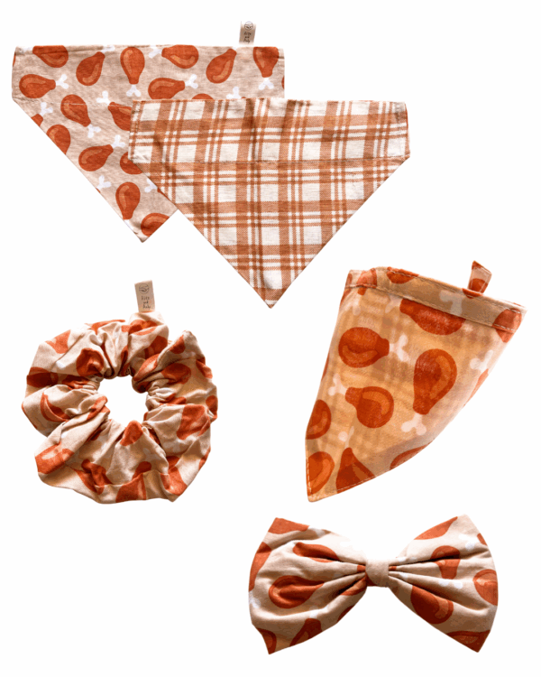 Halloween & Fall Reversible Pet Bandanas & Bow Ties - 100% Cotton - Slide On The Collar & Tie On - Washable - Image 34