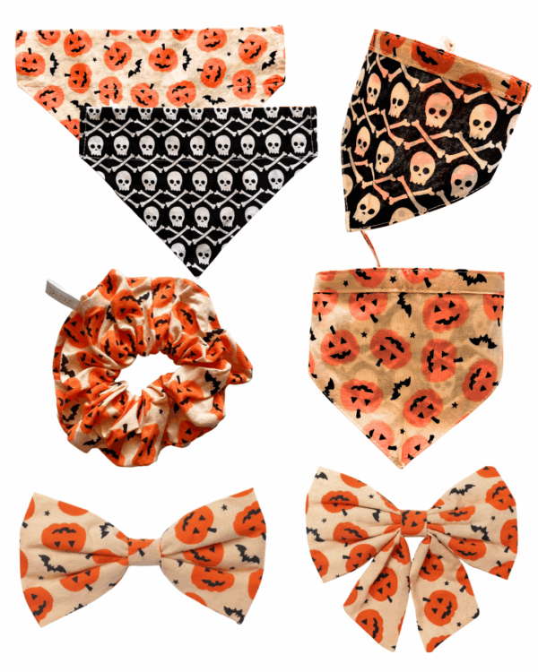 Halloween & Fall Matching Hair Scrunchies - 100% Cotton - Washable - Oversized - Image 5