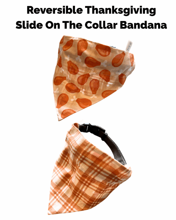 Halloween & Fall Reversible Pet Bandanas & Bow Ties - 100% Cotton - Slide On The Collar & Tie On - Washable - Image 4