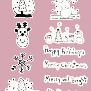 Christmas & Winter Stickers Drawn By Uncle Andy - Waterproof - Dishwasher Safe