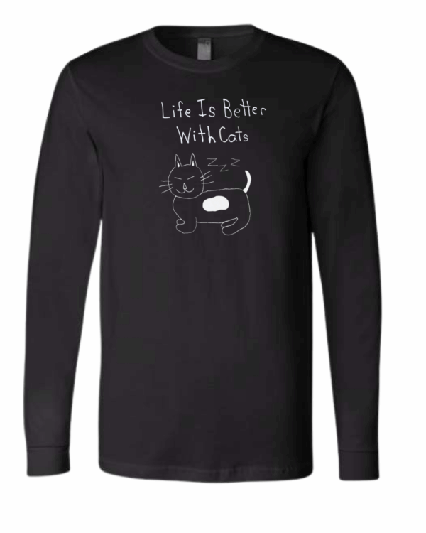 Life Is Better With Cats Long Sleeves - Drawn By Uncle Andy - Unisex - Cotton - Made With Love - Image 2