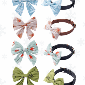 Christmas & Winter Dog & Cat Bow Ties - Slide On The Collar - Cotton - Washable