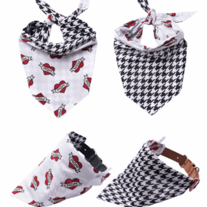 I Love Mom Reversible Dog & Cat Bandana - Slide On The Collar & Tie On - Cotton - Washable